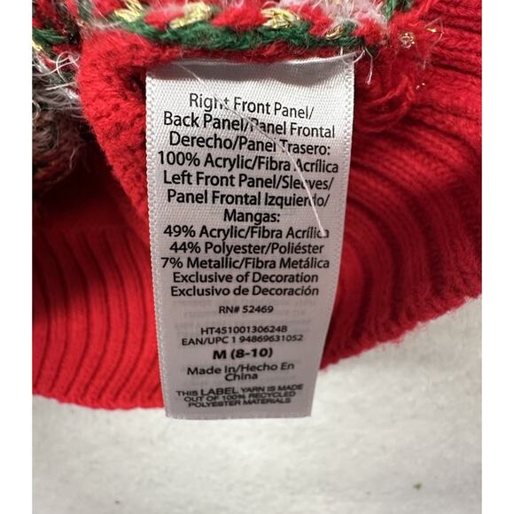 Ugly Christmas Sweater Cardigan Womens M Gnomes Button Down Red Green Button - Picture 6 of 8